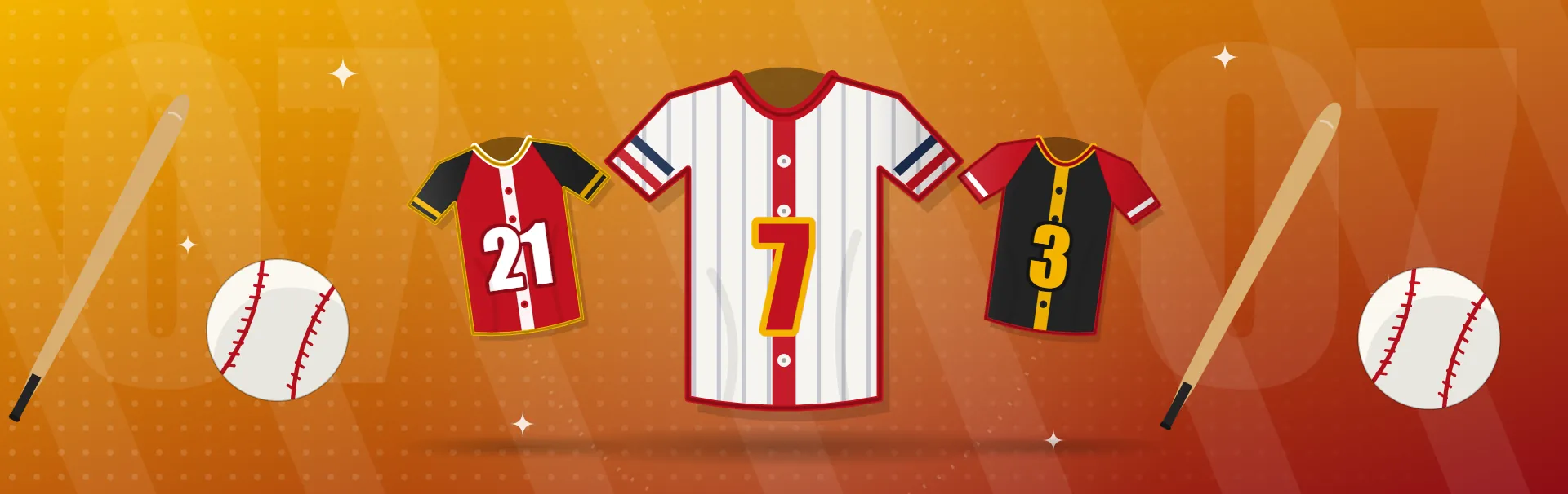 Illustrated baseball jerseys collection banner
