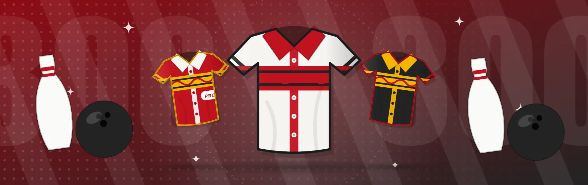 Illustrated bowling jerseys collection banner