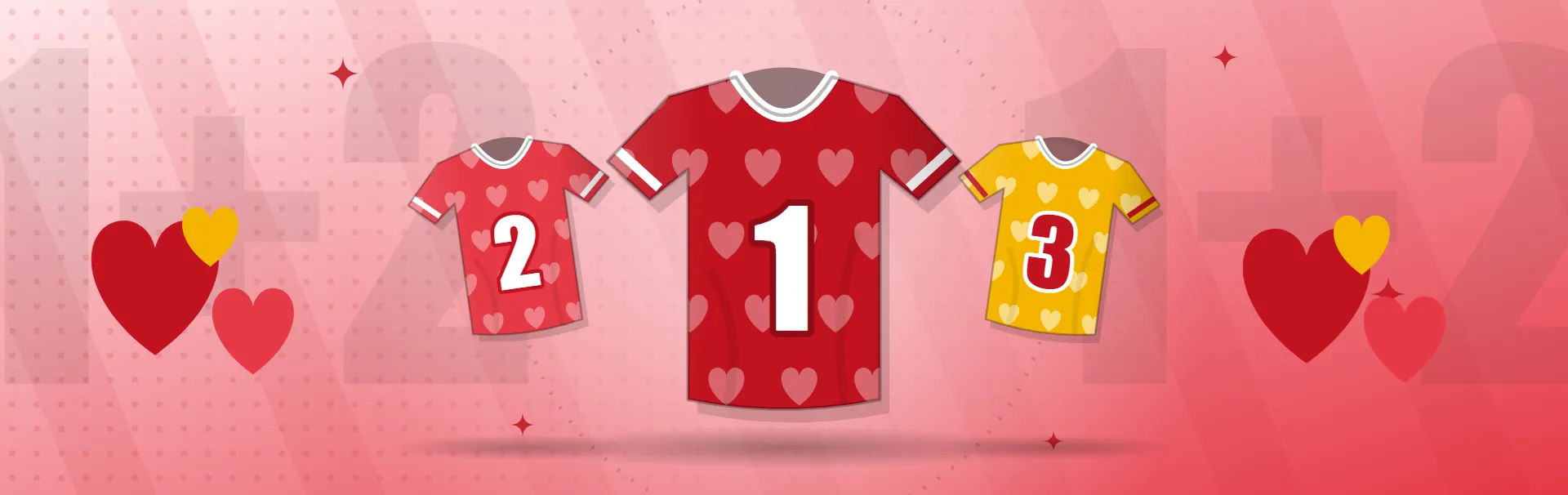 Illustrated family and couples jerseys collection banner
