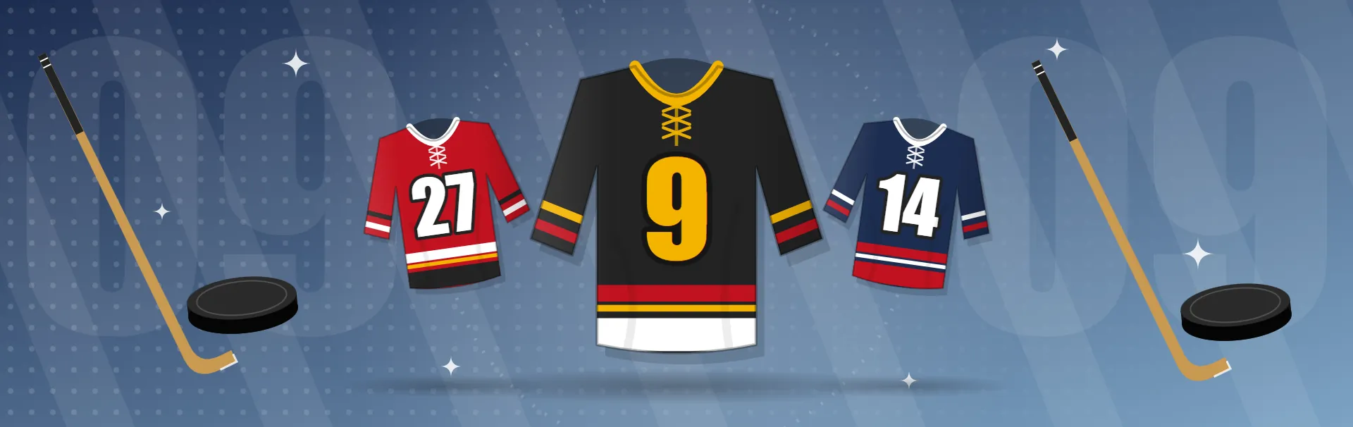 Illustrated hockey jerseys collection banner