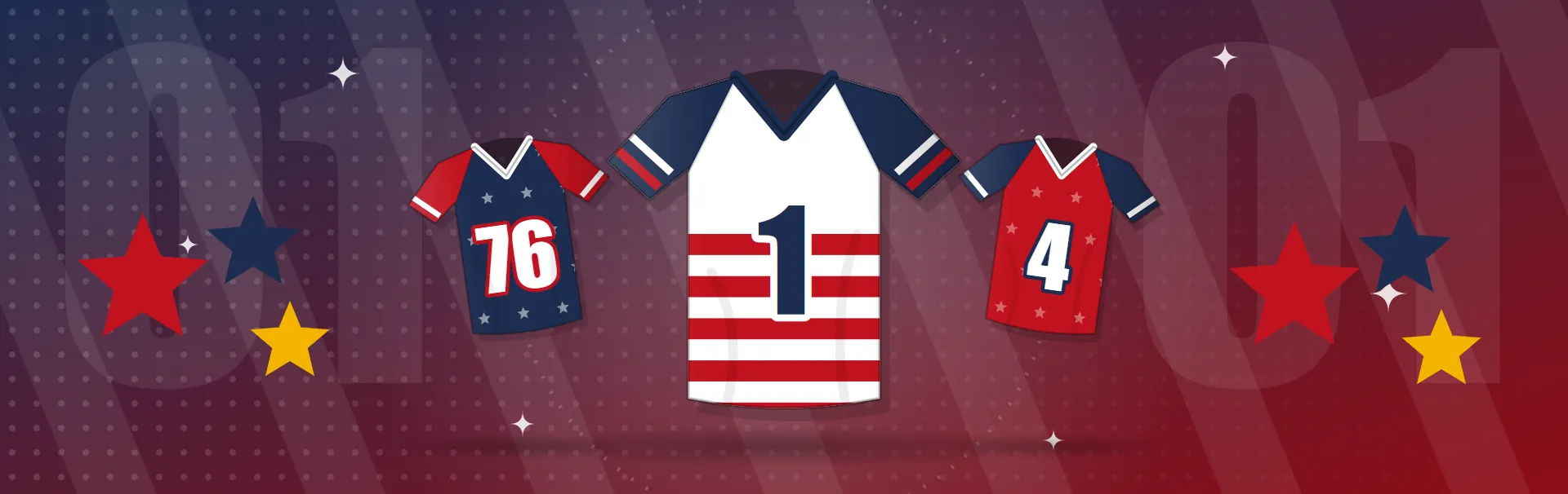 Illustrated patriotic jerseys collection banner