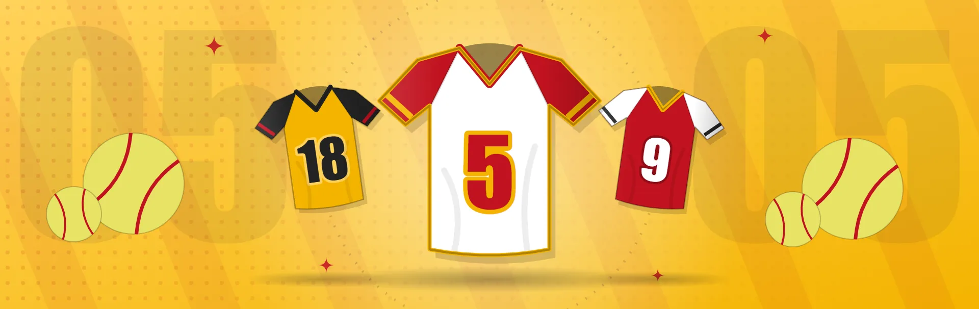Illustrated softball jerseys collection banner