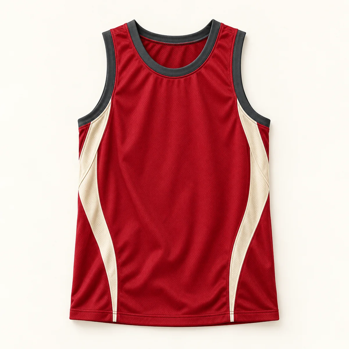 Main mockup of a crimson basketball jersey in the Crimson Crosscourt design
