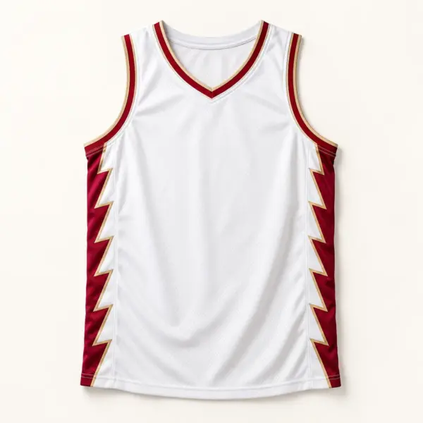 Main mockup of a white basketball jersey in the White Corner Shot design