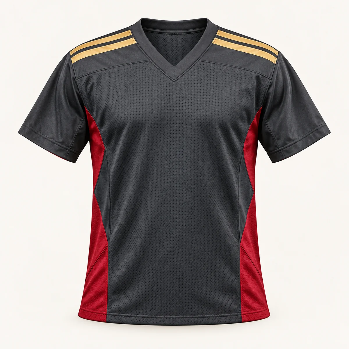 Main mockup of a graphite football jersey in the Graphite Goal Line design