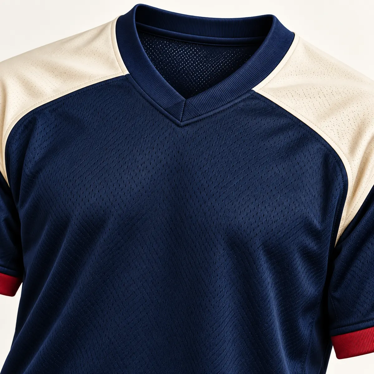 Detail mockup of a navy football jersey in the Navy Fourth Down design