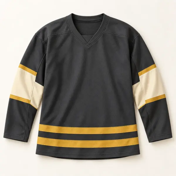 Main mockup of a graphite hockey jersey in the Graphite Ice Line design