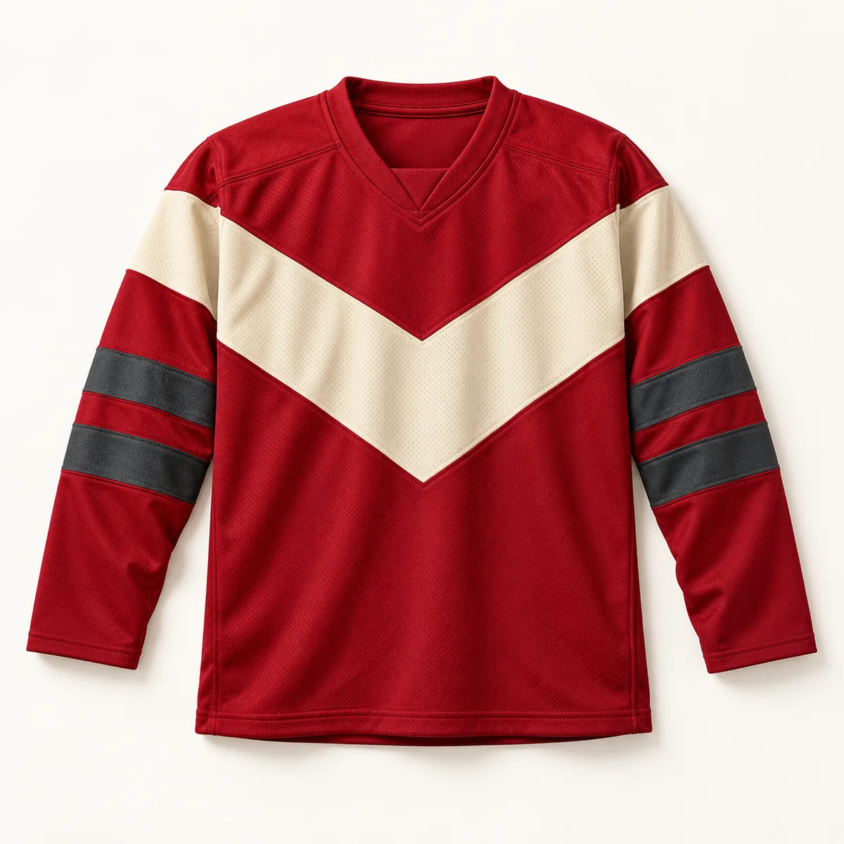 Main mockup of a crimson hockey jersey in the Crimson Rinkside design