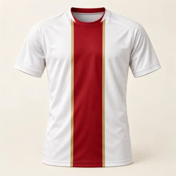 Main mockup of a white soccer jersey in the White Pitch Line design