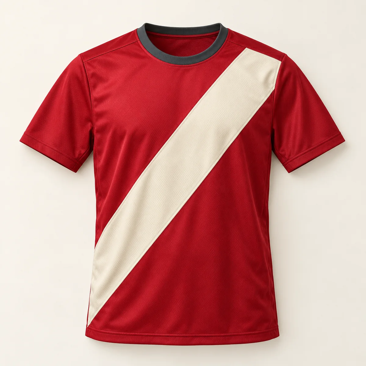 Main mockup of a crimson soccer jersey in the Crimson Weekend Kick design