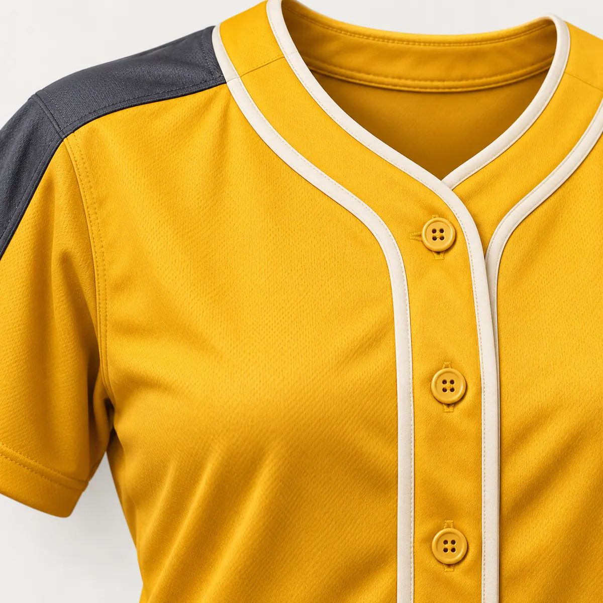 Detail mockup of a gold softball jersey in the Gold Summer Diamond design