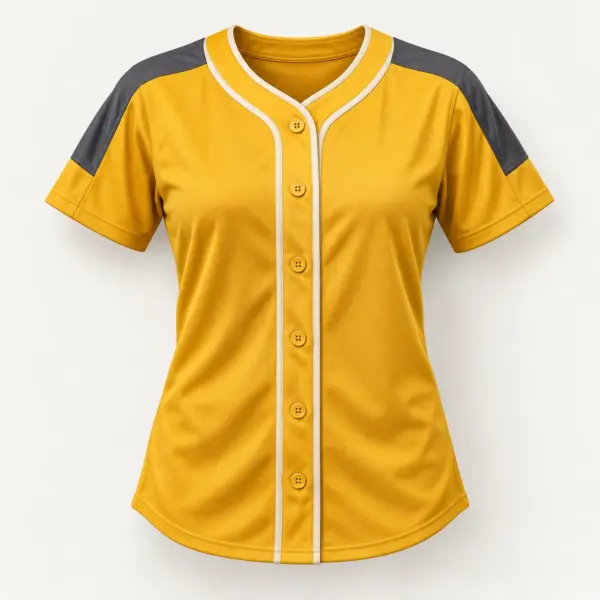 Main mockup of a gold softball jersey in the Gold Summer Diamond design