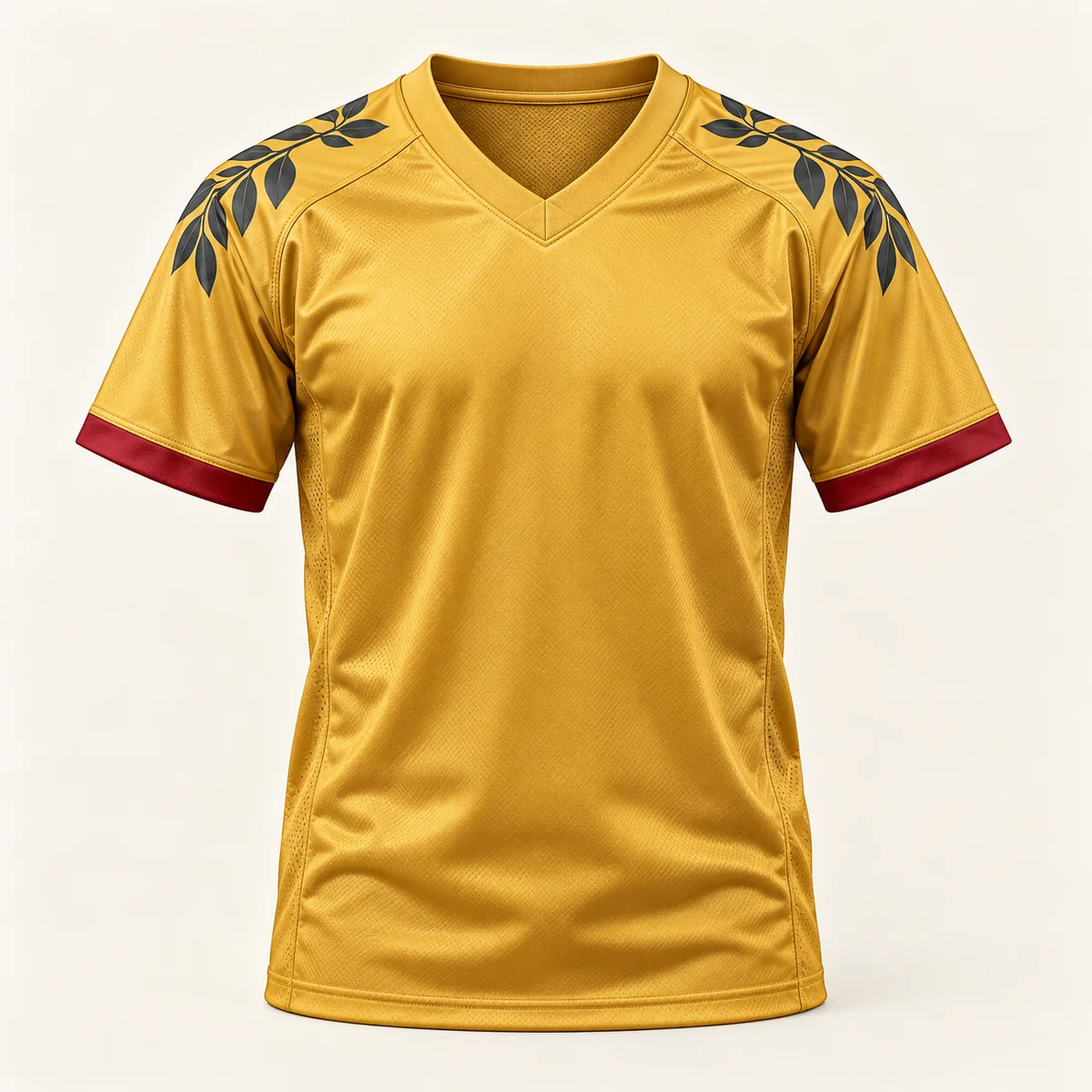 Main mockup of a gold football jersey in the Gold Autumn Rally design