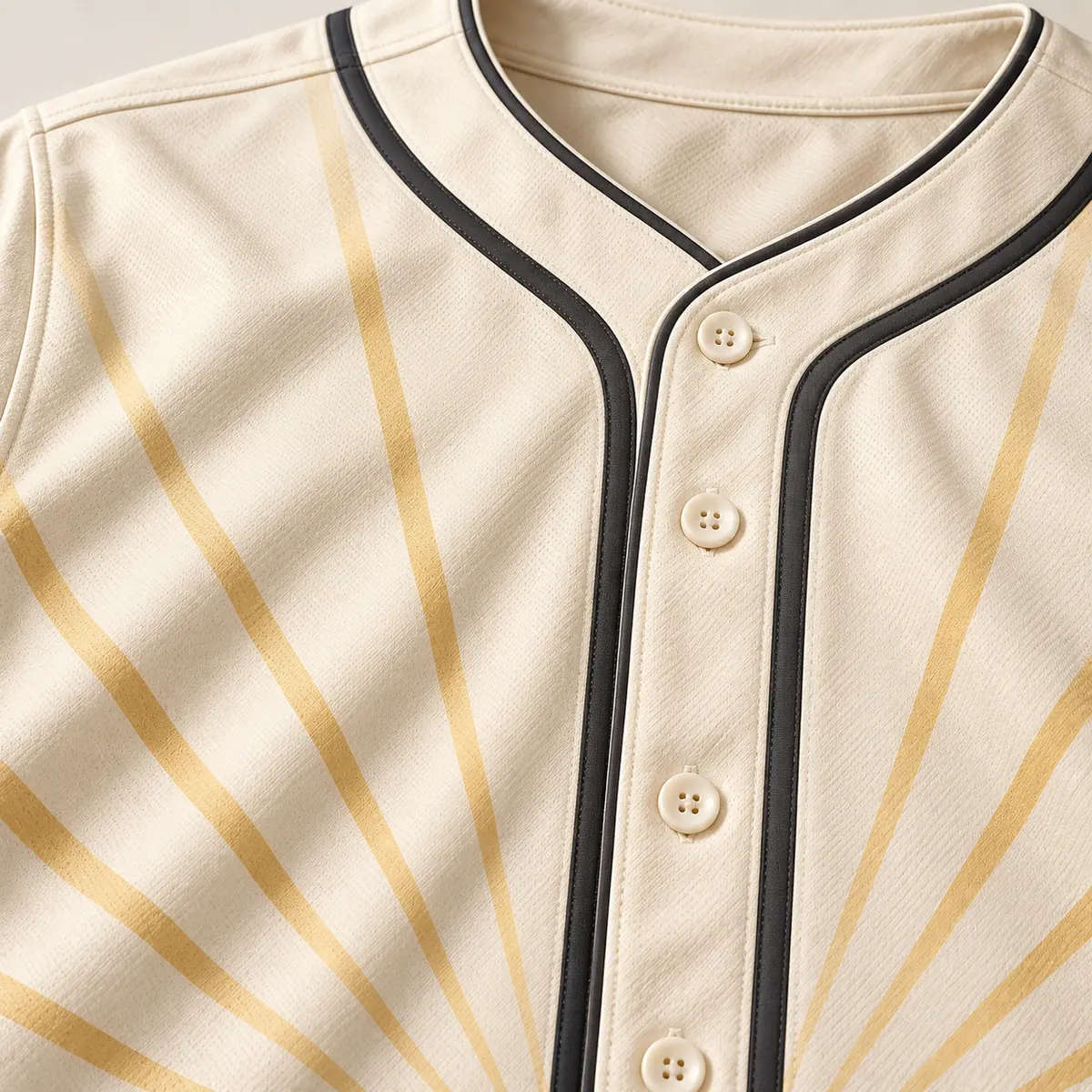 Detail mockup of a cream baseball jersey in the Cream Quiet Horizon design